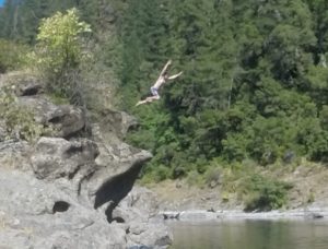Jumping off rocks