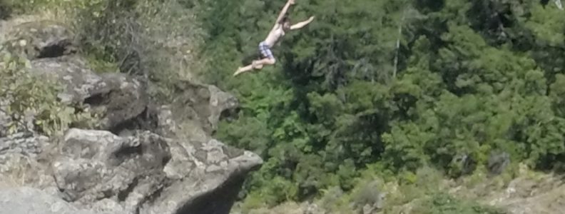 Jumping off rocks